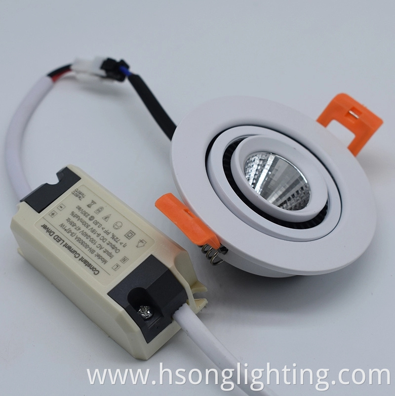 2021New 7W 12W led 360 degree rotate gimbal cob downlight